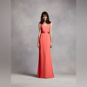 David’s Bridal White by Vera Wang coral bridesmaids dress